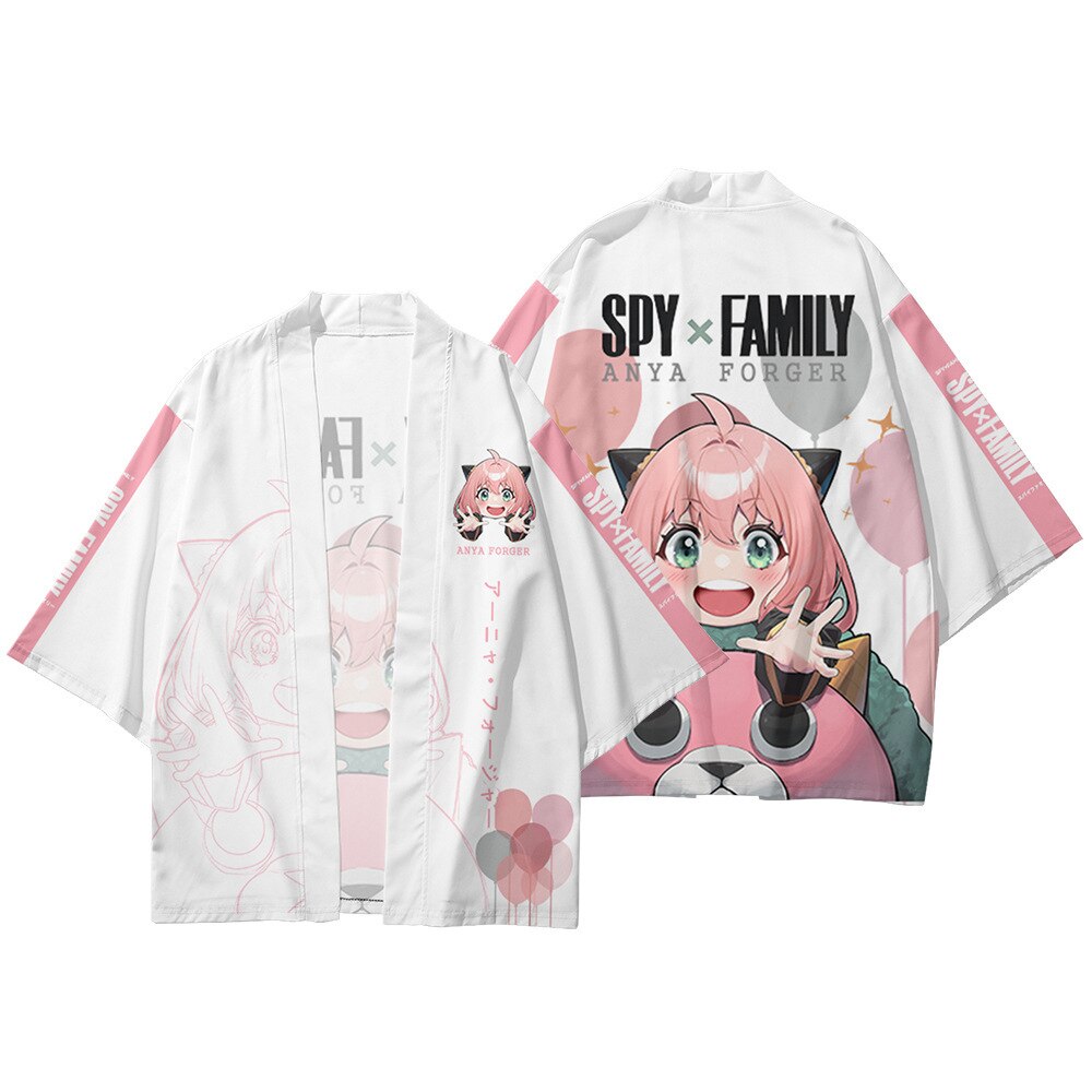 Anime SPY X FAMILY Kimono Cosplay Costume Anya Forger Kimono Haori Cloak Harajuku Tops Bathrobe Halloween 12 - Anime Kimono Store