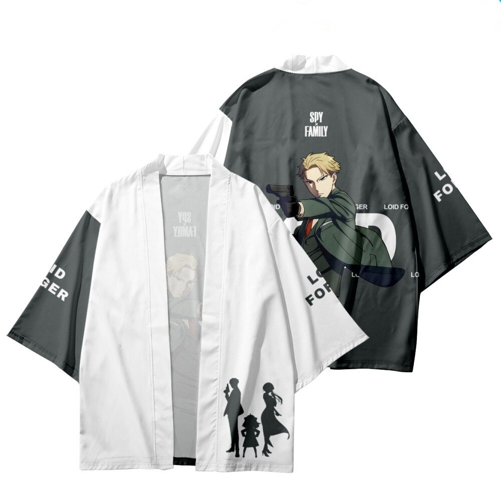 Anime SPY X FAMILY Kimono Cosplay Costume Anya Forger Kimono Haori Cloak Harajuku Tops Bathrobe Halloween 2 - Anime Kimono Store