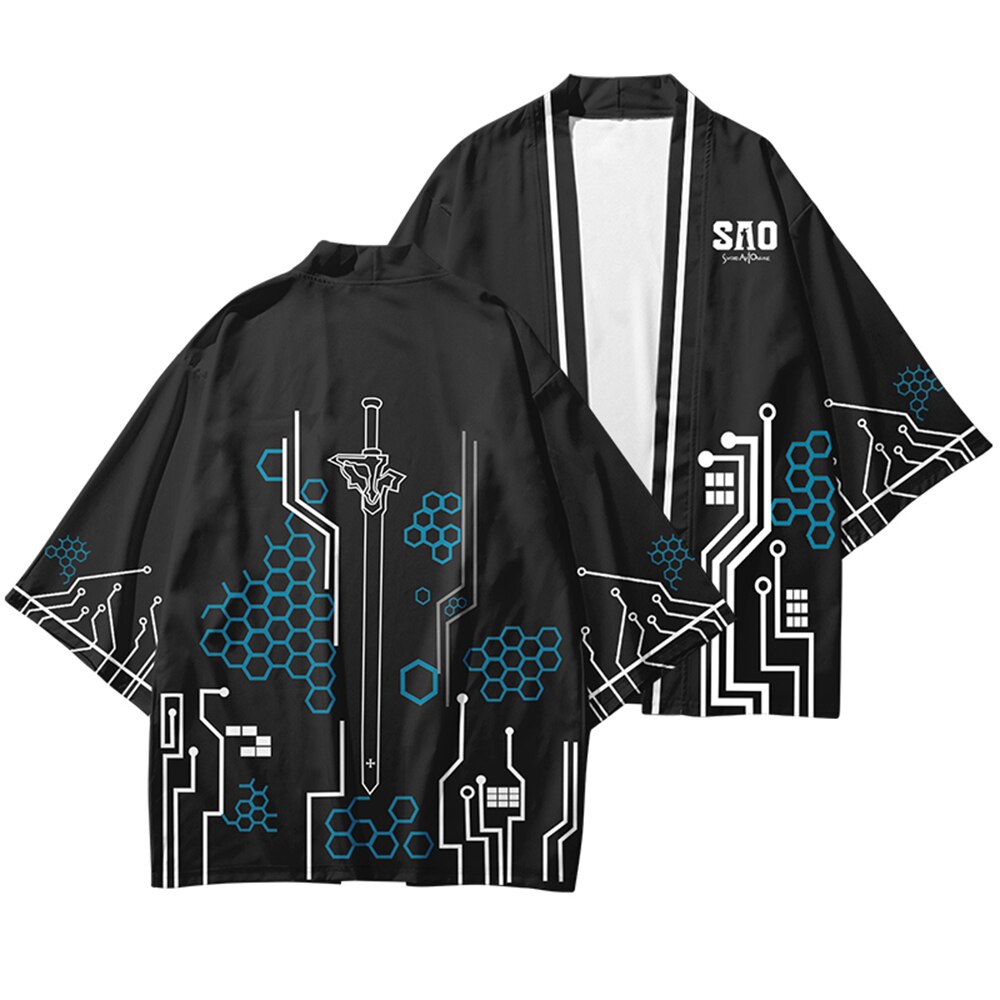 Sword Art Online Kirigaya Kazuto Kimono Cosplay Shirt 3D Print Japan Samurai Cardigan Women Men Haori 3 - Anime Kimono Store