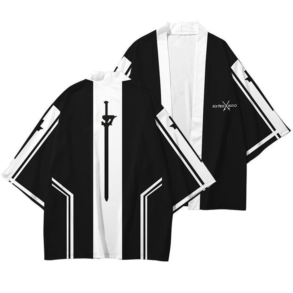 Sword Art Online Kirigaya Kazuto Kimono Cosplay Shirt 3D Print Japan Samurai Cardigan Women Men Haori 5 - Anime Kimono Store